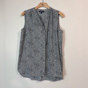 Roaman's Black and White Geometric Blouse